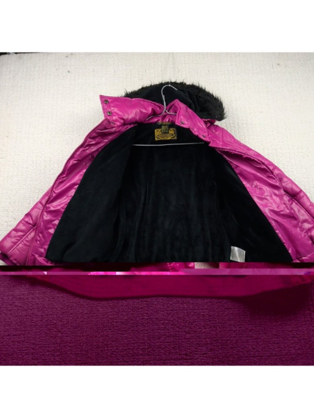 Y2K Rocawear Faux Fur Pink Puffer Jacket Sz *M* McBling Glam Rhinestone Read - Picture 12 of 16